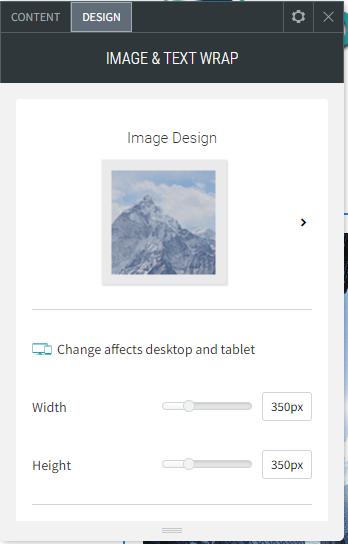 A screenshot of the image and text wrap window
