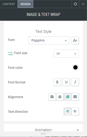 A screenshot of the image and text wrap window.