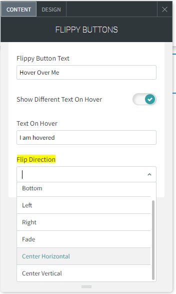 A screenshot of a screen showing the settings for fluffy buttons.