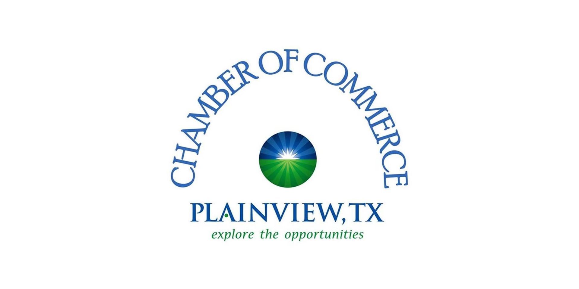 A logo for the chamber of commerce in plainview , tx