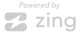 Powered by Zing logo. Gray rounded rectangle with a lightning bolt in the middle. The word 