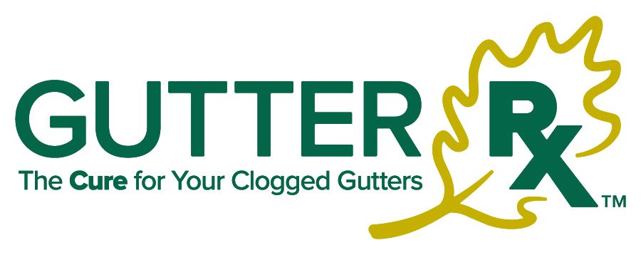 Gutter Rx logo: green text with a yellow leaf graphic behind the 