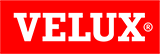 The white VELUX logo, featuring a registered trademark symbol, centered on a solid red background.