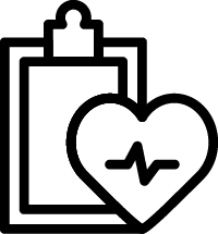 A clipboard with a heart and a heartbeat on it.