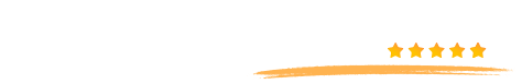 Five gold stars with an orange horizontal line below them, on a white background.