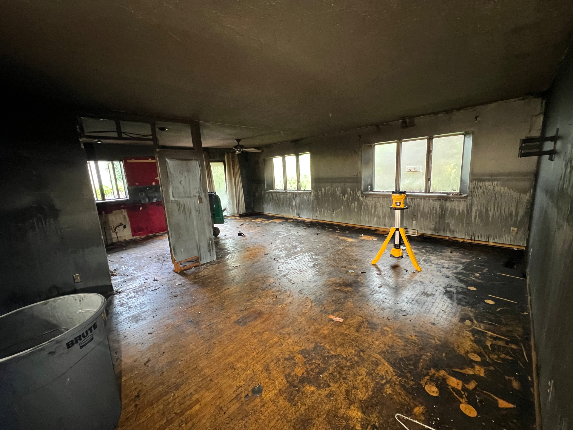 Fire Restoration Living Room Kitchen Before