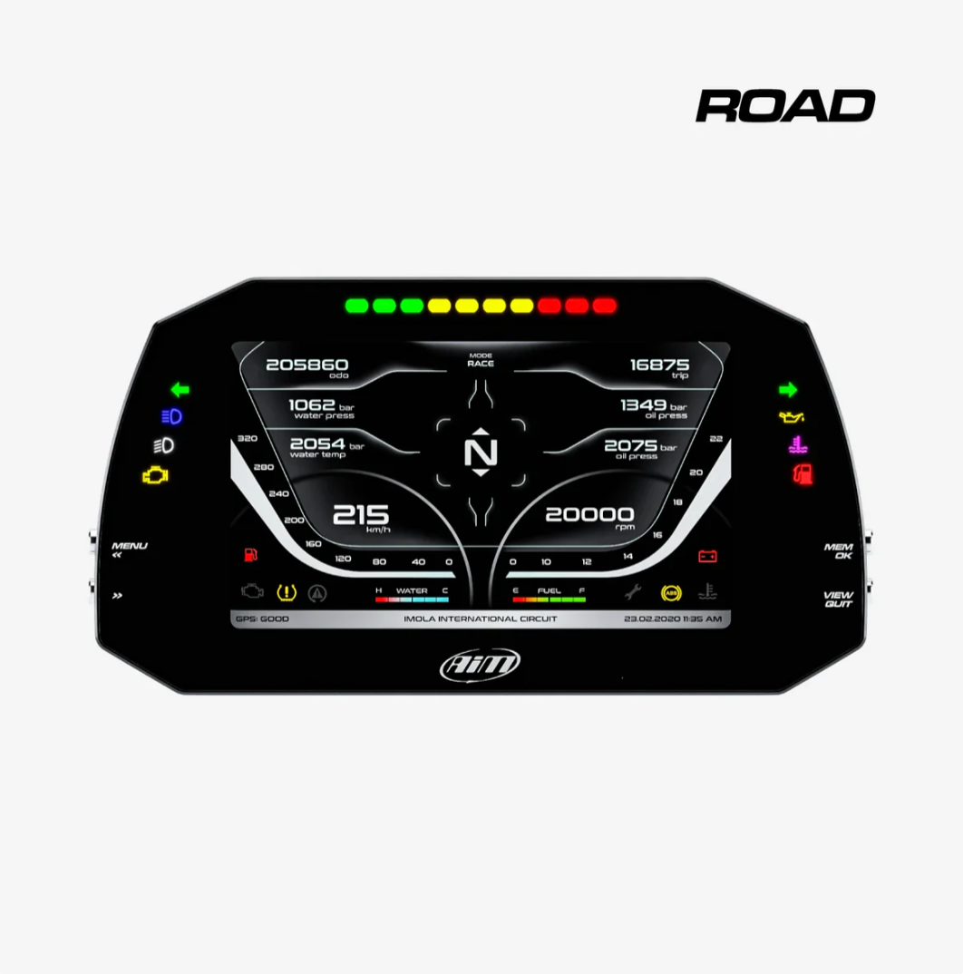 AiM MXG 1.3 Strada Racing Monitor (7-inch Color Display, Road Icons Edition)