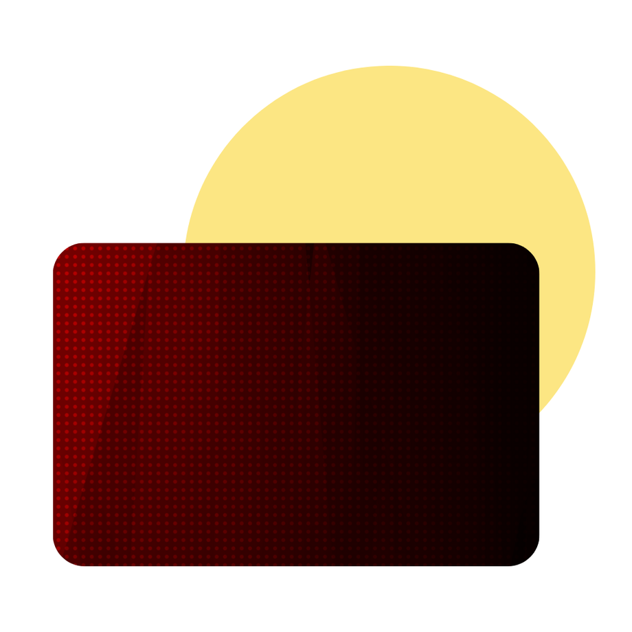 A red rectangle with a yellow circle in the background.