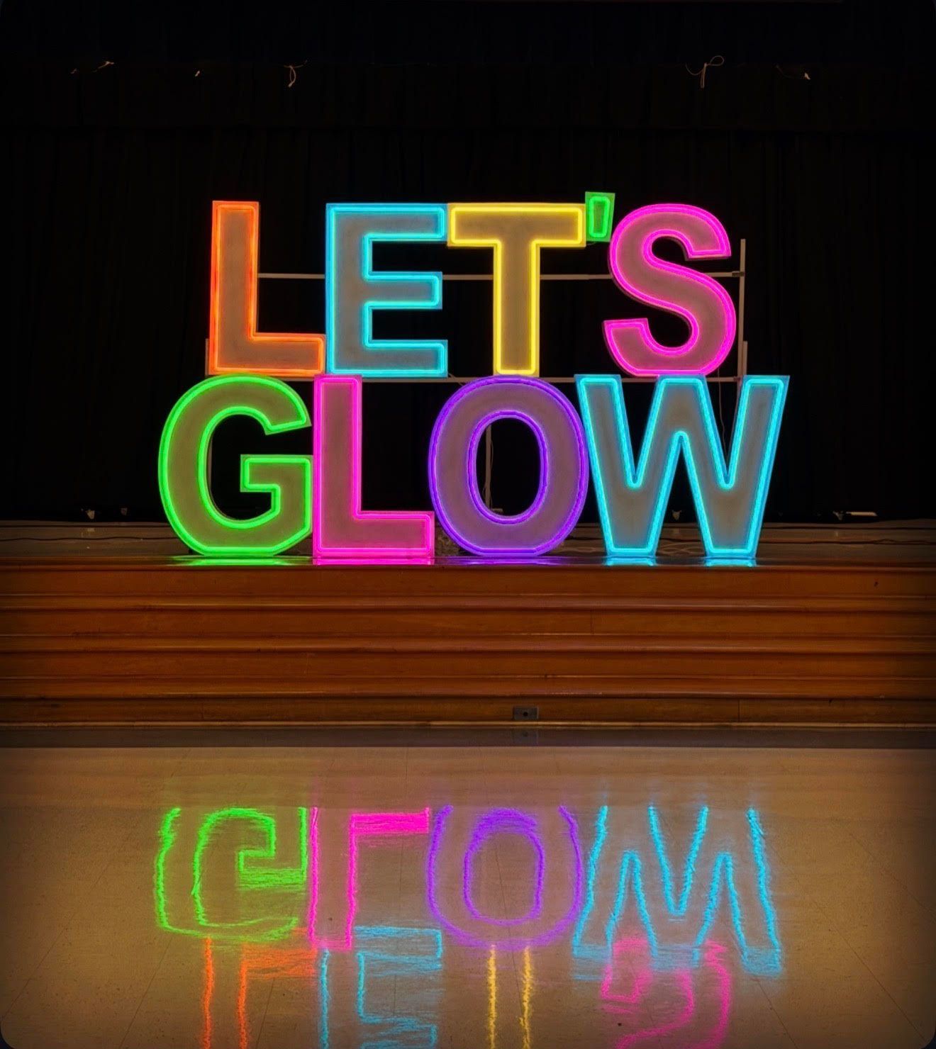 Large, multi-colored, illuminated 