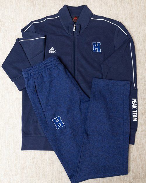 A blue jacket and pants from the peak team