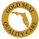 A gold seal quality care logo with a map of florida