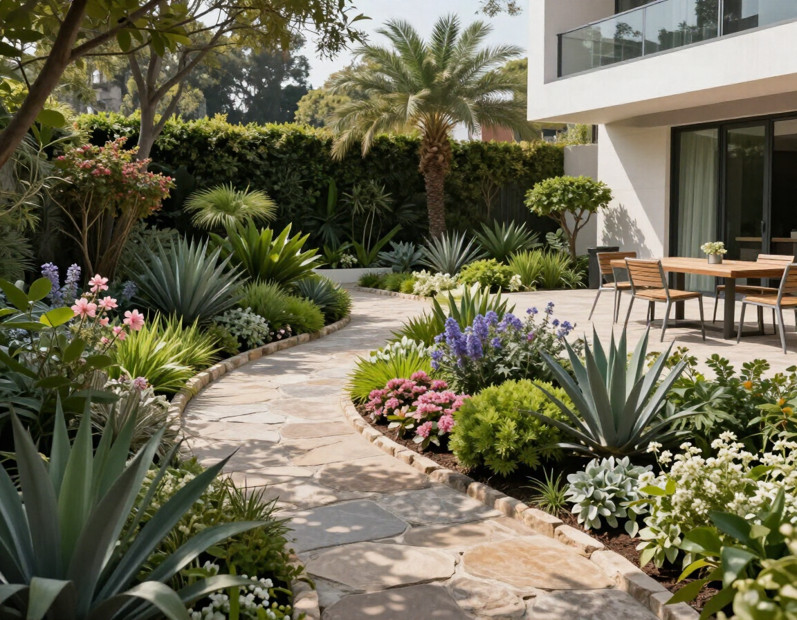 Proyecto de dise&ntilde;o de jard&iacute;n con plantas ornamentales