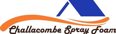 Challacombe Spray Foam logo with stylized orange and blue roof graphic and cursive text