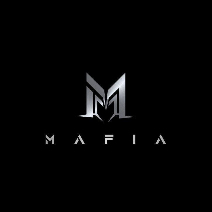 Stylized silver MAFIA logo on a black background
