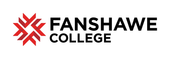 The logo for fanshawe college is red and black with a star in the middle.