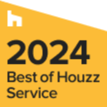 A yellow sign that says 2024 best of houzz service