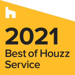 A yellow sign that says 2021 best of houzz service