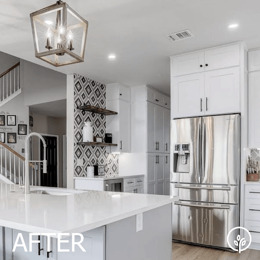 kitchen with wet bar and accent wall in cedar park texas
