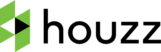 A houzz logo with a green arrow on a white background.