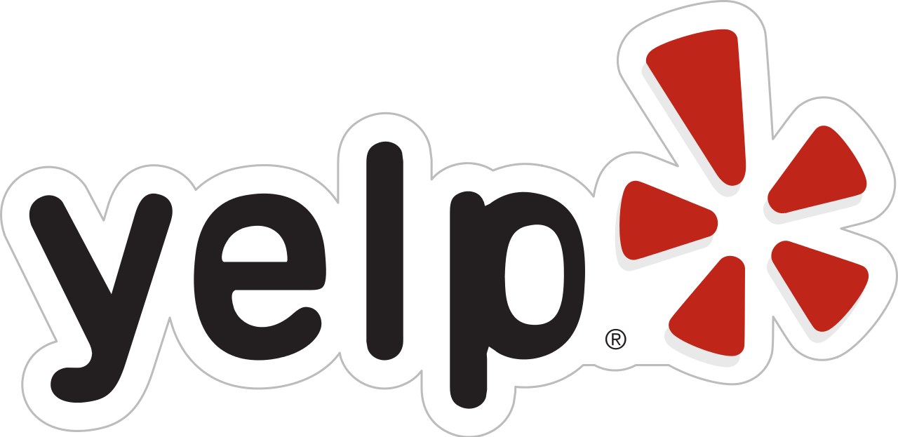 A yelp logo with a red star on it