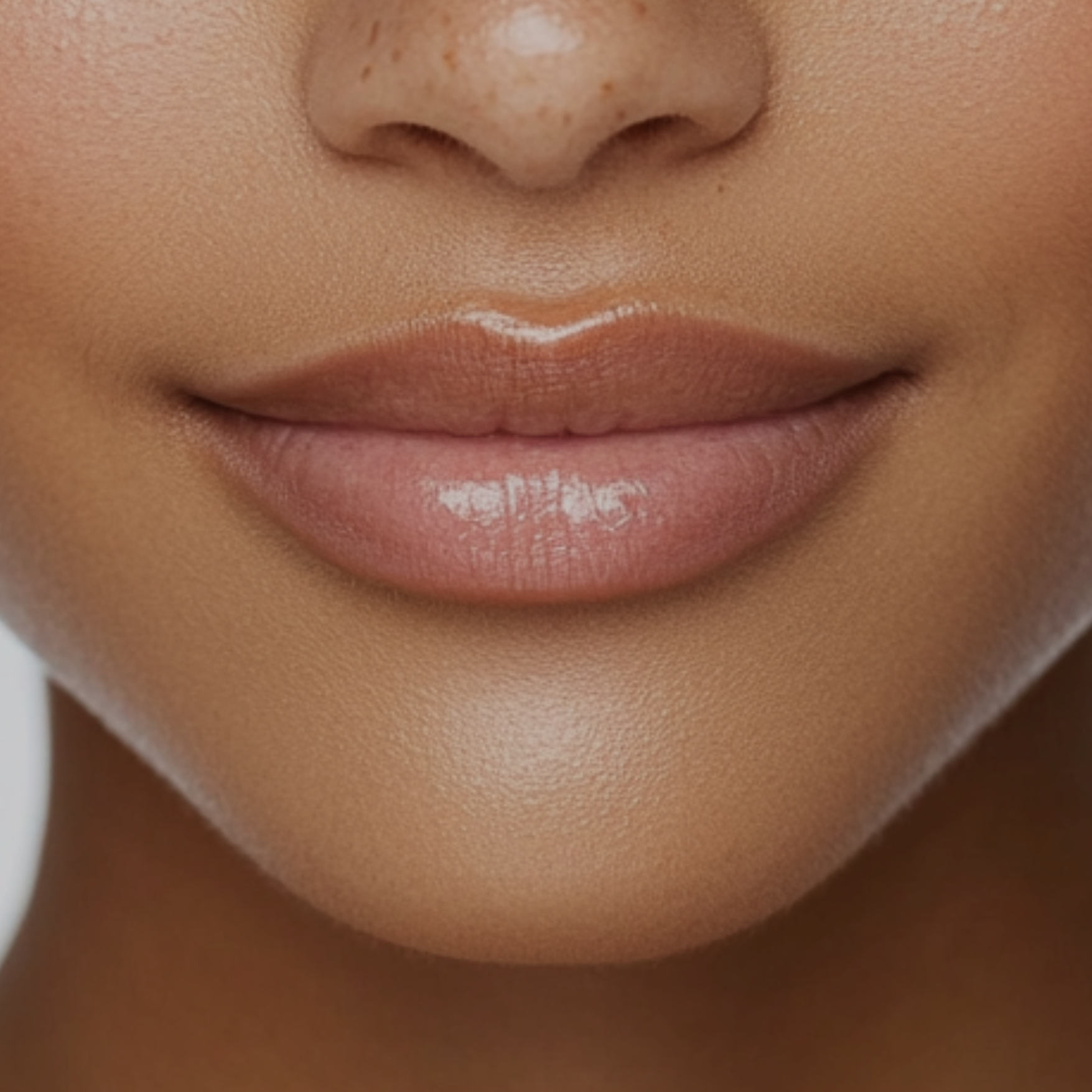 A close up of a woman 's lips and nose.