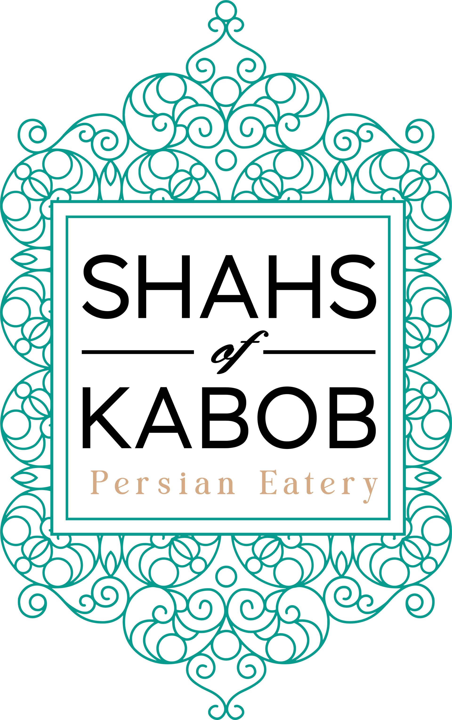 A logo for shahs of kabob persian eatery