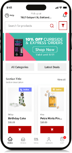 A cell phone is displaying a screenshot of a website that says 10 % off curbside and express orders.