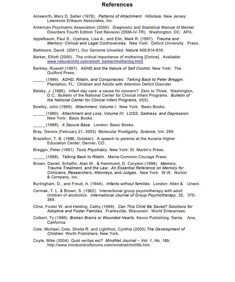 A list of references is on a white background.