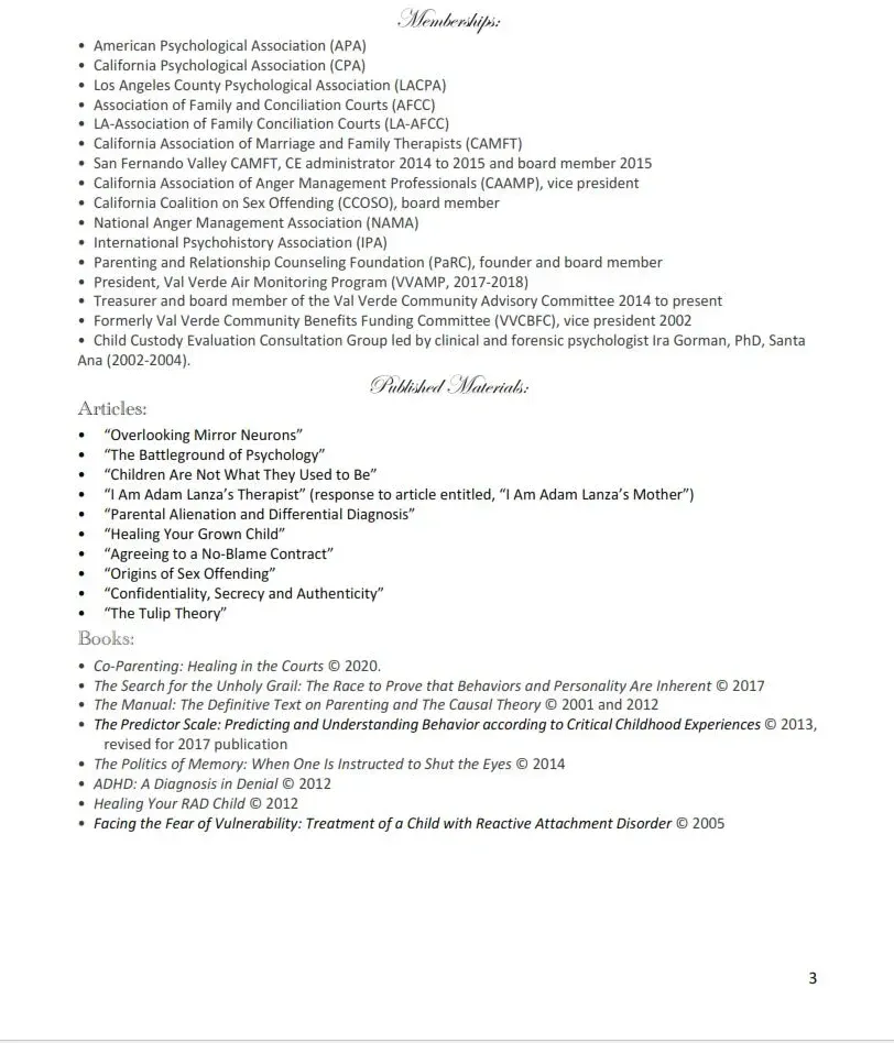 A page of a resume with a lot of information on it.