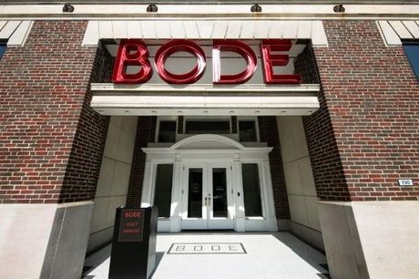 a brick building with the word bode on it