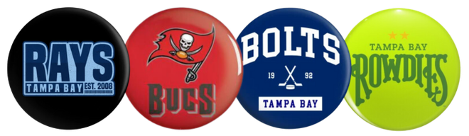 Four pins overlapping for the Bucs, Rowdies, Rays and Lightning