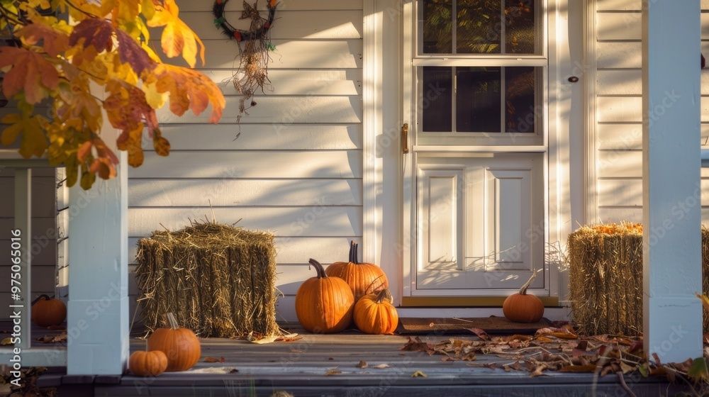 Fall exterior of house with vinyl siding