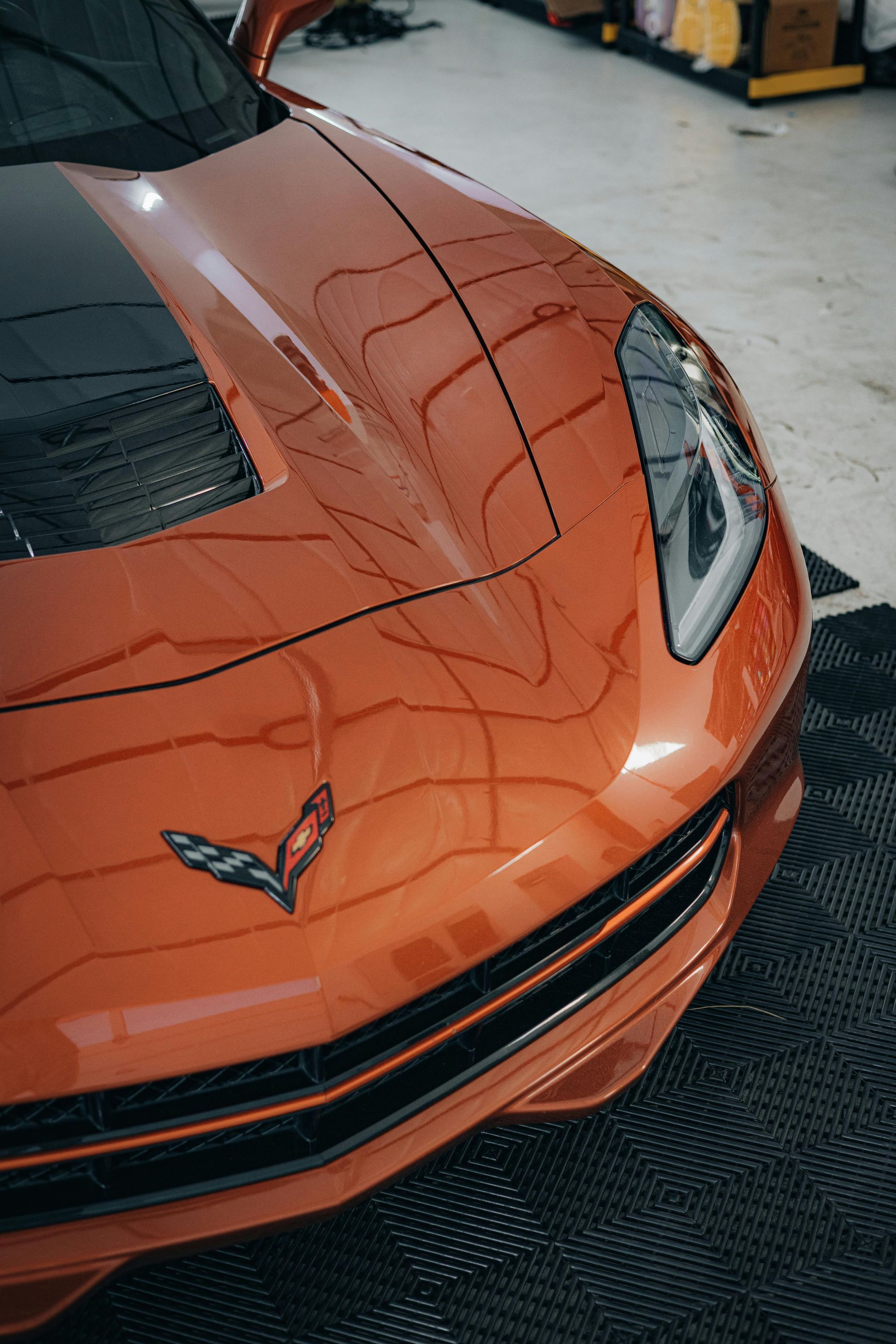 Ceramic coated car with mirror-like reflection and shine