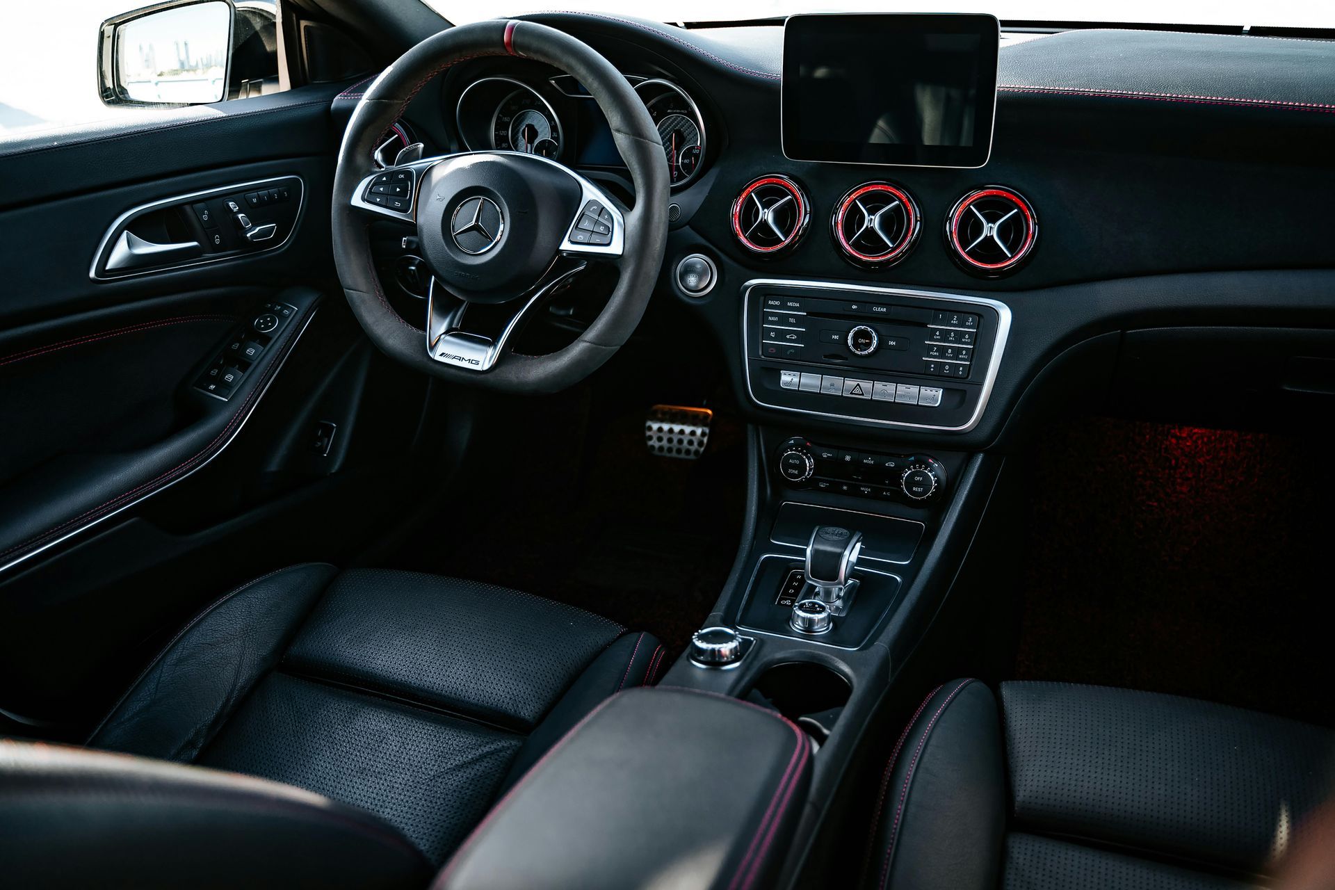 Freshly steam-cleaned vehicle interior with spotless seats, carpets, and detailed surfaces!