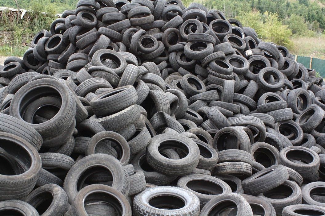 Big pile of tires destined for recycling