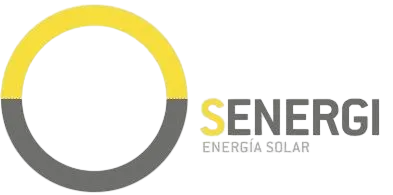 Logotipo de la empresa de energía solar Sengeri. Círculo dividido en amarillo y gris con el nombre a la derecha.