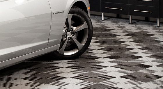 Black, Gray, and White Garage Floor Tiles