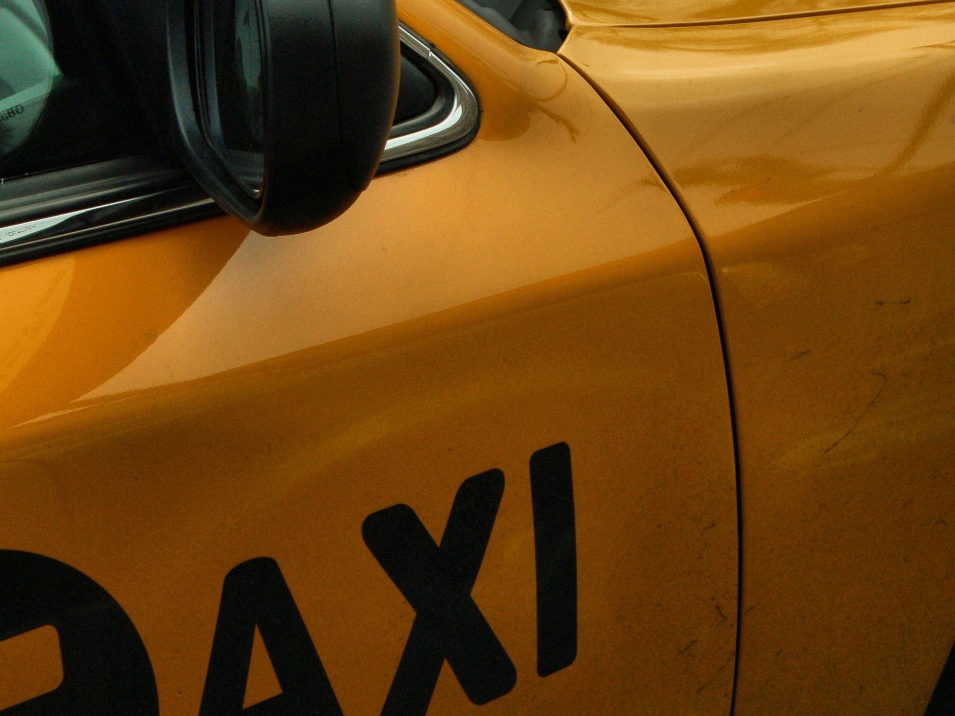 Yellow taxi car side with 