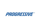 The logo for progressive is blue and white on a white background.