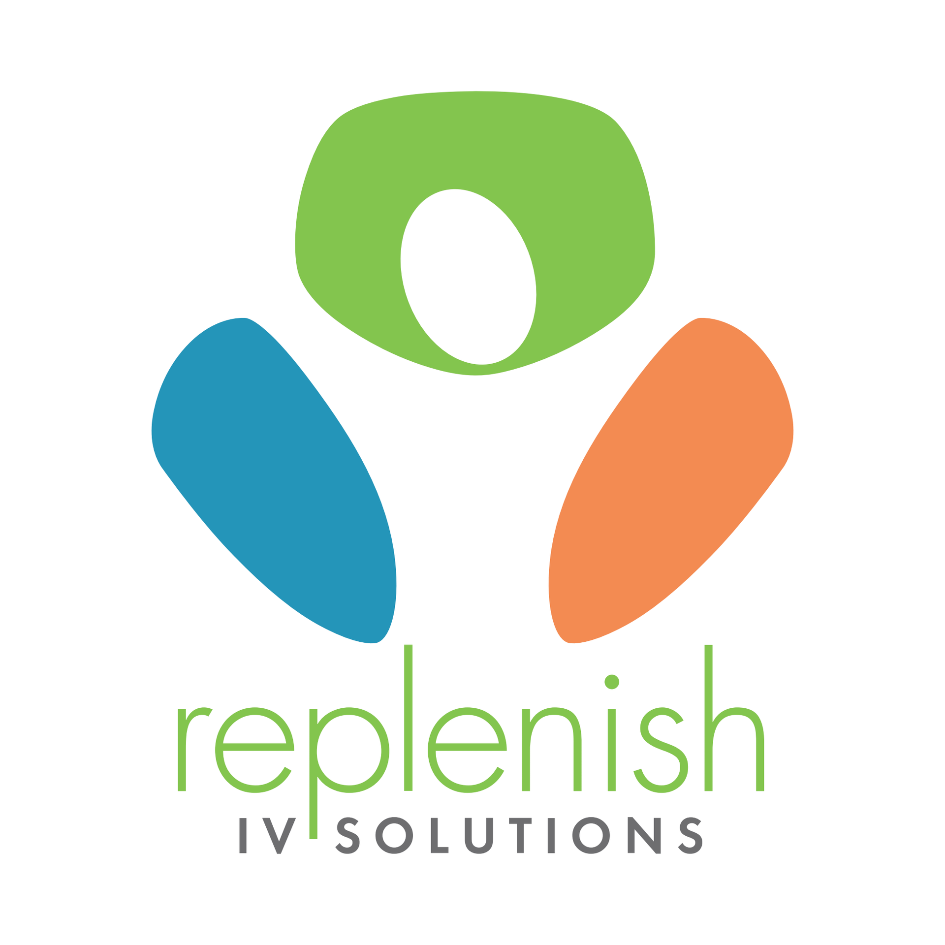 A colorful logo for replenish iv solutions