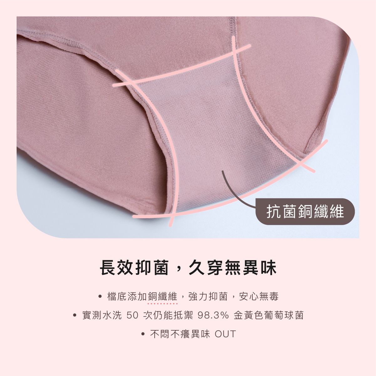 【單件九折】銅纖抗菌女性內褲-超彈腰圍超親膚(中腰/高腰)