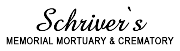 Schriver's Memorial Mortuary & Crematory logo in black script font.