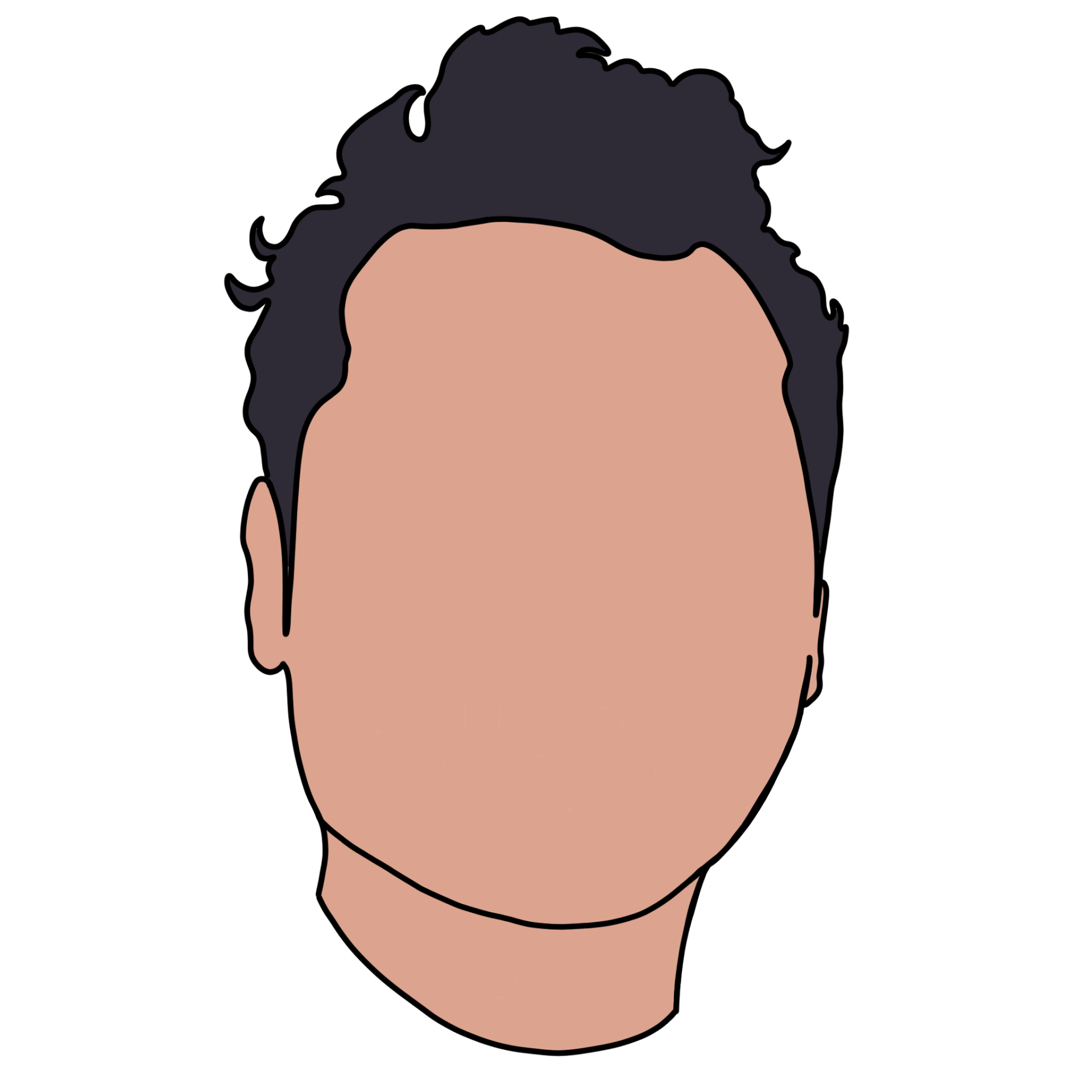 A drawing of a man 's head with no face