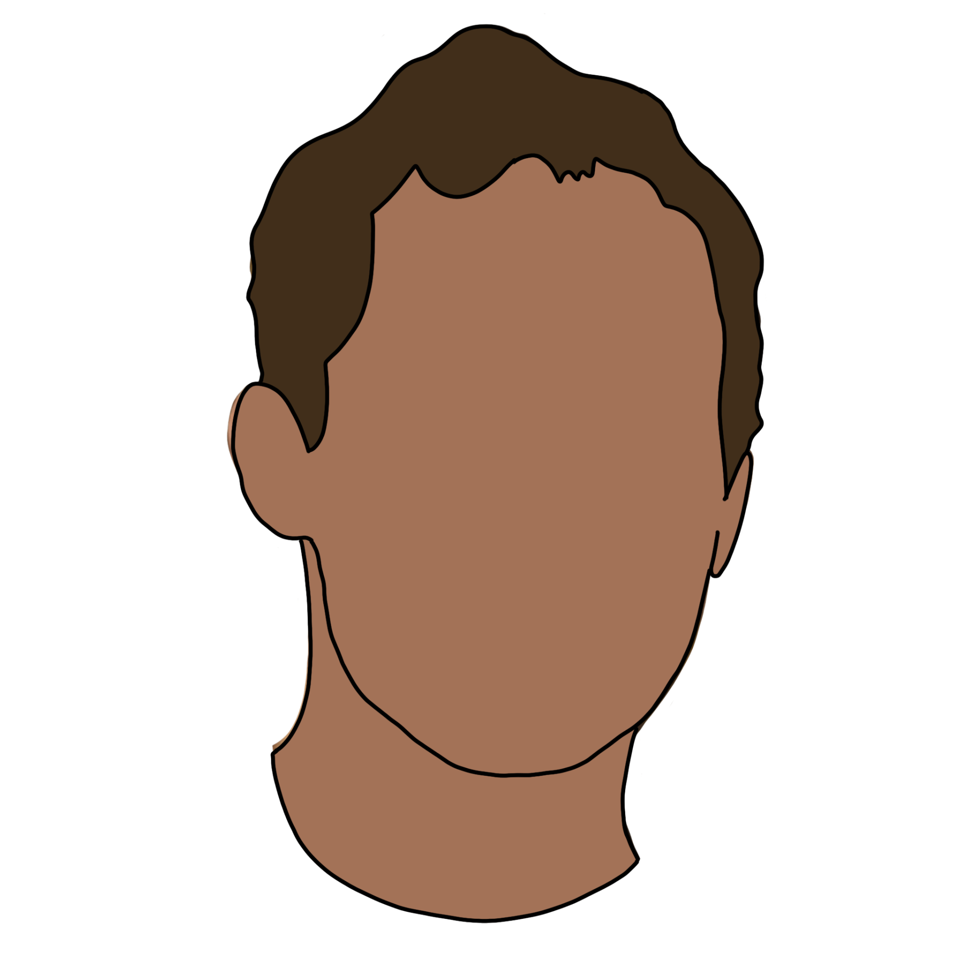 A drawing of a man 's head with no face