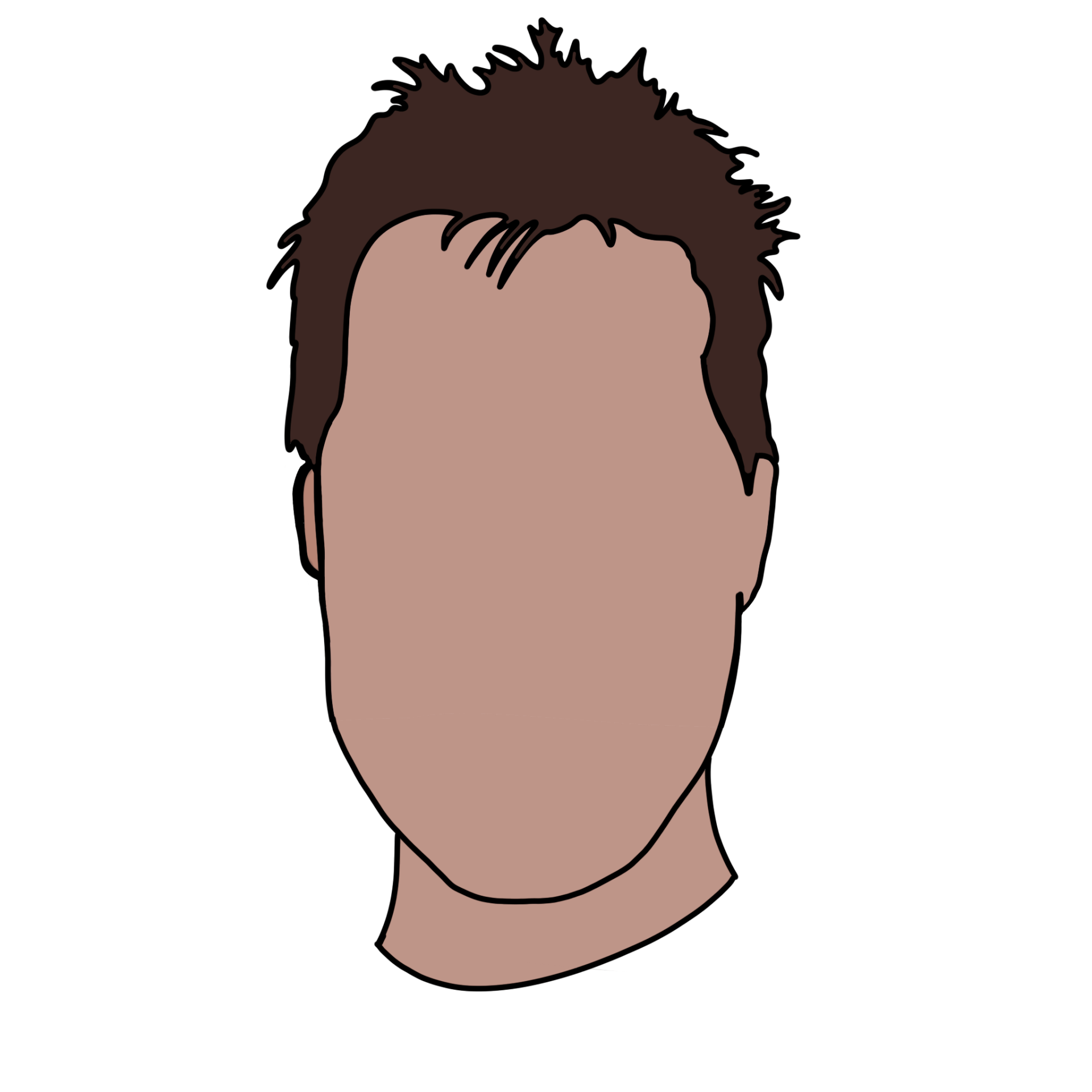 A drawing of a man 's head without a face