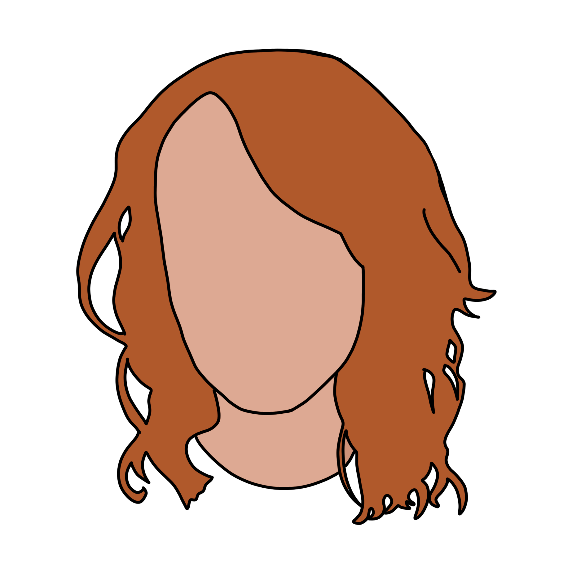 A drawing of a woman 's face with red hair