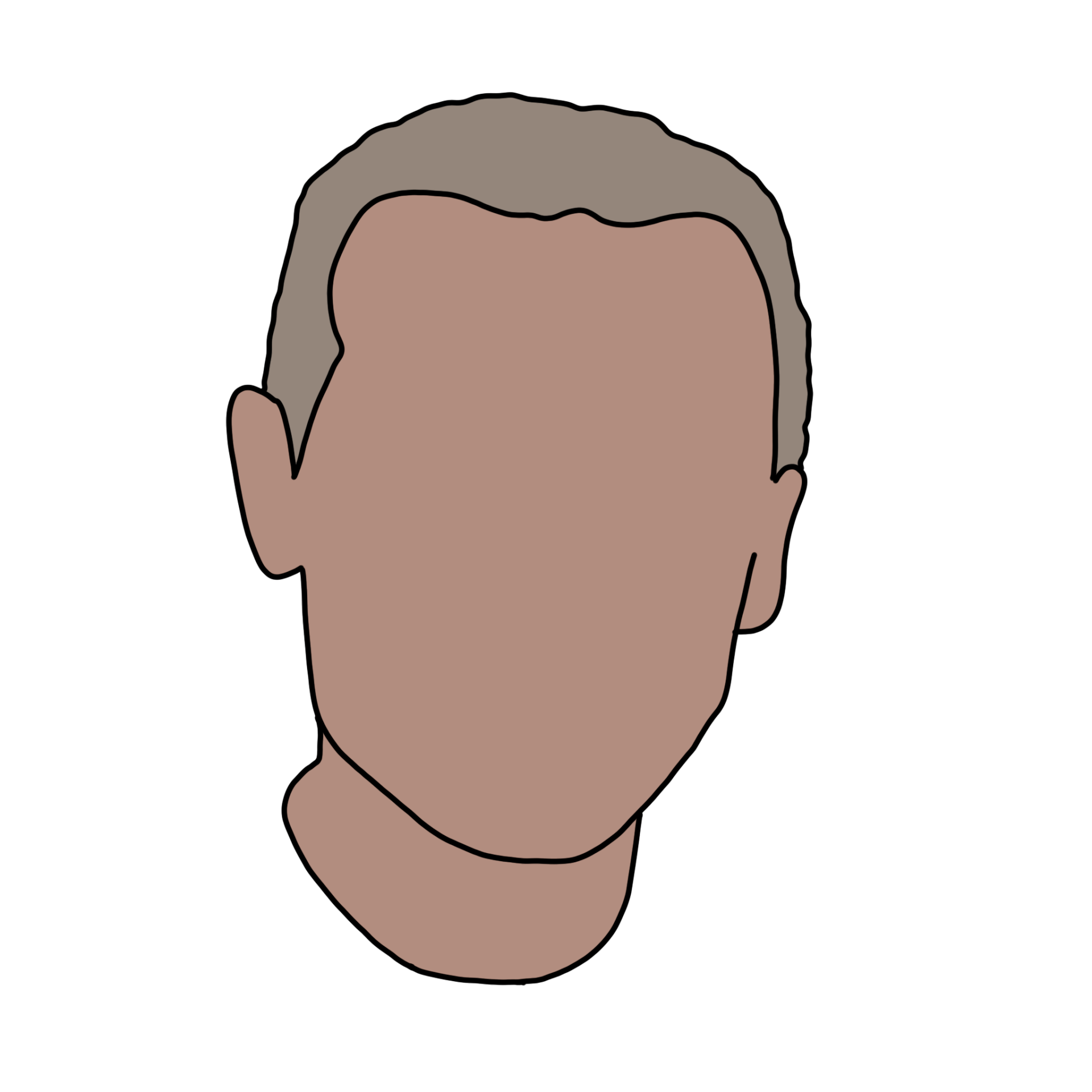 A drawing of a man 's head without a face
