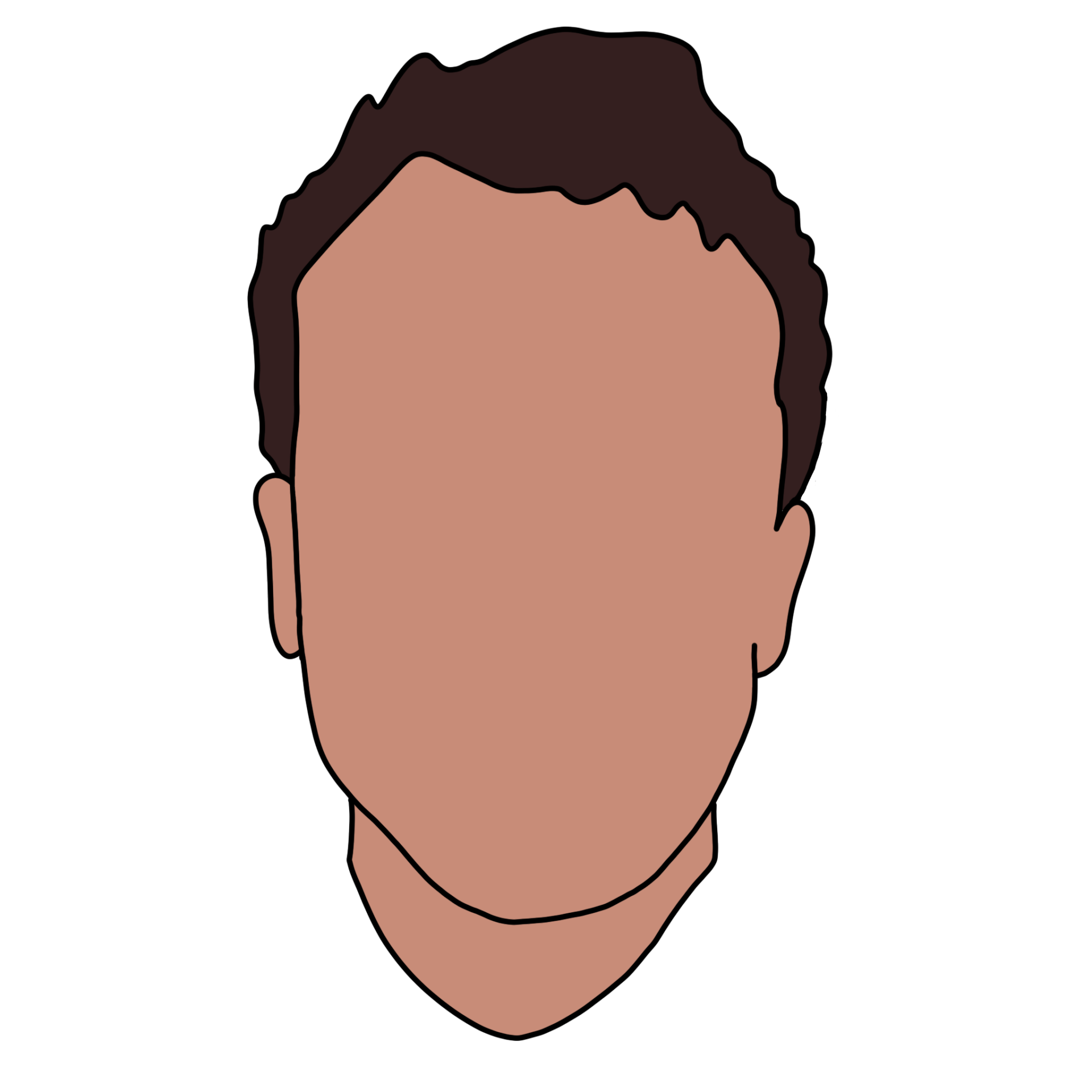 A drawing of a man 's face with no eyes