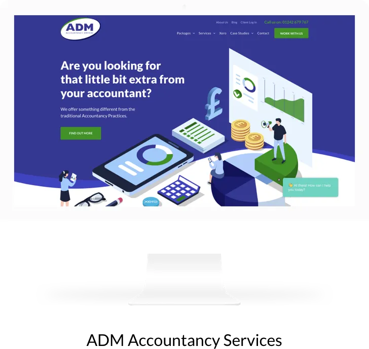 A screenshot of the adm accountancy services website