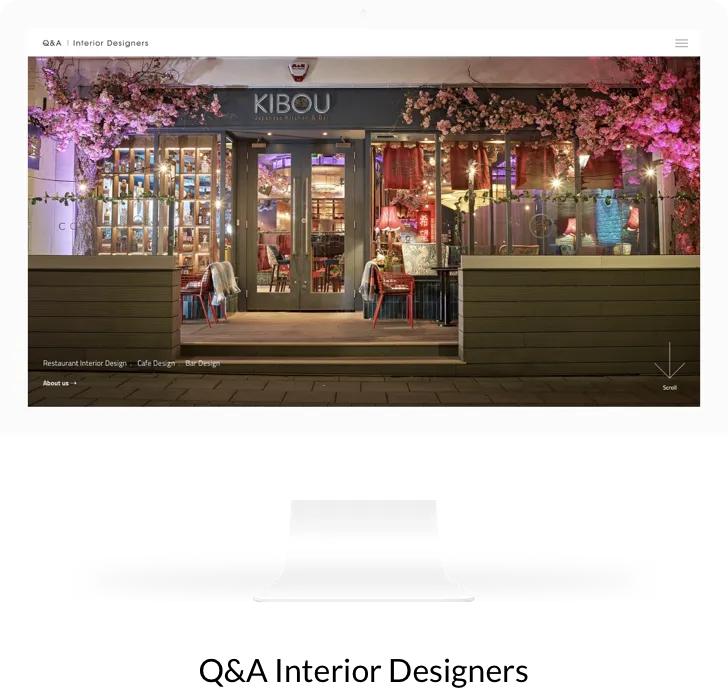 A computer screen displays a picture of a kibou restaurant